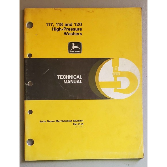 John Deere 117 118 and 120 High Pressure Washers TM1315 Technical Manual - Picture 1 of 3